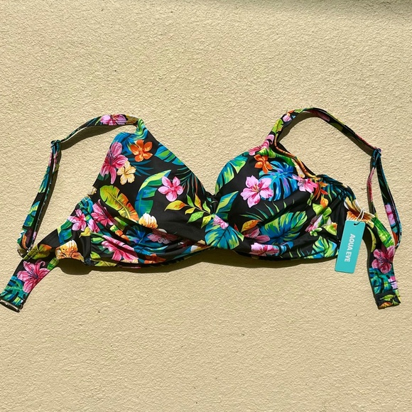 Aqua Eve, Underwire Push Up Bikini Top W/ Butterfly Swim Skorts, Size L - Picture 8 of 13